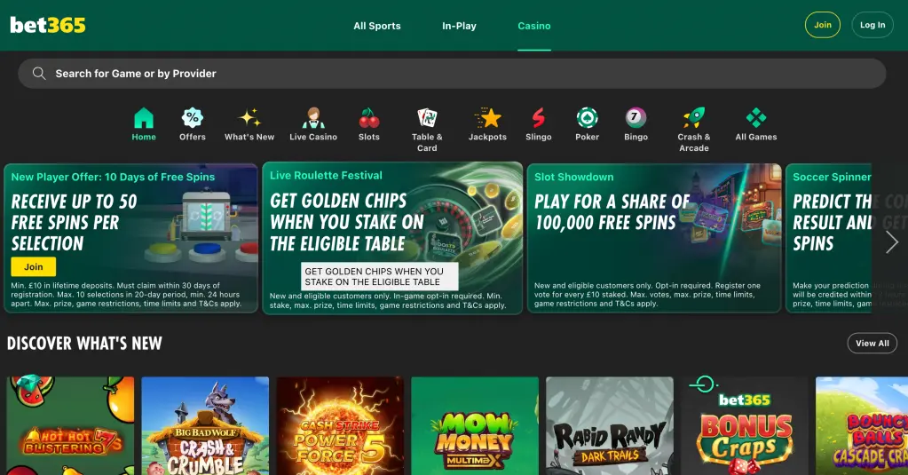 Welkom bij Bet365 Casino image 1